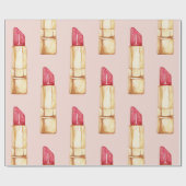 Moderne pastroze en rode lipstick, meisje cadeaupapier (Vlak)