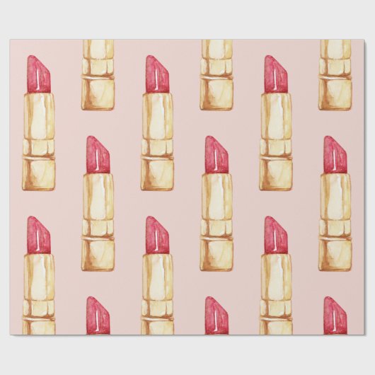 Moderne pastroze en rode lipstick, meisje cadeaupapier (Vlak)