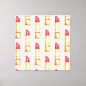 Moderne pastroze en rode lipstick, meisje canvas afdruk (Voorkant)