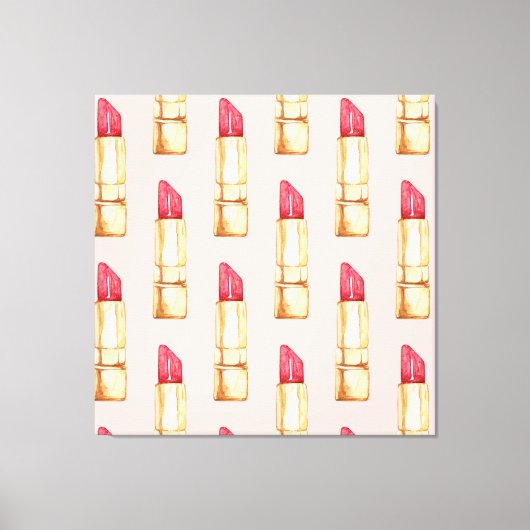 Moderne pastroze en rode lipstick, meisje canvas afdruk (Voorkant)