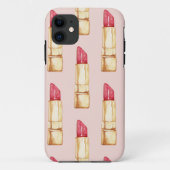 Moderne pastroze en rode lipstick, meisje Case-Mate iPhone case (Achterkant)