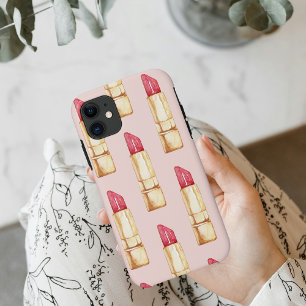Moderne pastroze en rode lipstick, meisje Case-Mate iPhone case