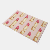 Moderne pastroze en rode lipstick, meisje deurmat (Schuin)