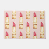 Moderne pastroze en rode lipstick, meisje deurmat (Voorkant)