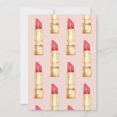 Moderne pastroze en rode lipstick, meisje feestdagenkaart (Voorkant)
