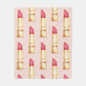 Moderne pastroze en rode lipstick, meisje fleece deken (Voorkant)