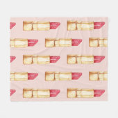 Moderne pastroze en rode lipstick, meisje fleece deken (Voorkant (Horizontaal))