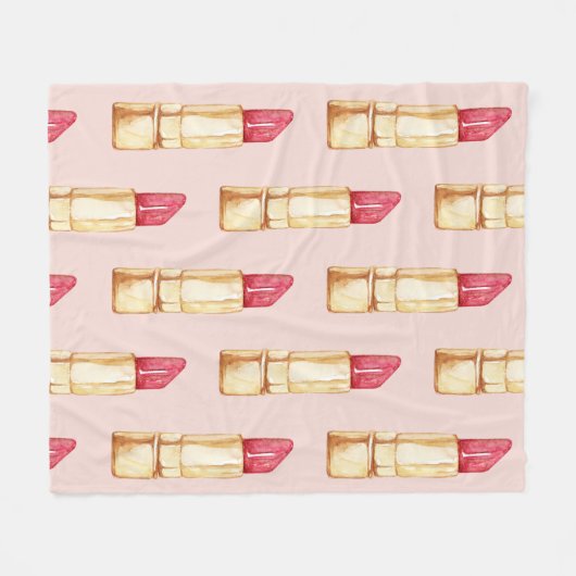 Moderne pastroze en rode lipstick, meisje fleece deken (Voorkant (Horizontaal))