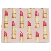 Moderne pastroze en rode lipstick, meisje groot cadeauzakje (Voorkant)