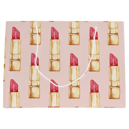 Moderne pastroze en rode lipstick, meisje groot cadeauzakje (Voorkant)