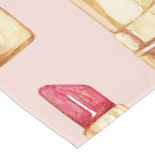 Moderne pastroze en rode lipstick, meisje korte tafelloper (Hoek)