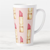 Moderne pastroze en rode lipstick, meisje latte mok (Rechts)