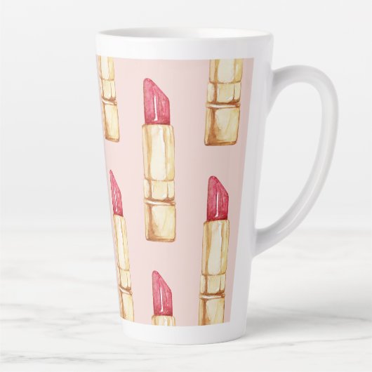 Moderne pastroze en rode lipstick, meisje latte mok (Rechts)