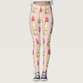 Moderne pastroze en rode lipstick, meisje leggings (Voorkant)