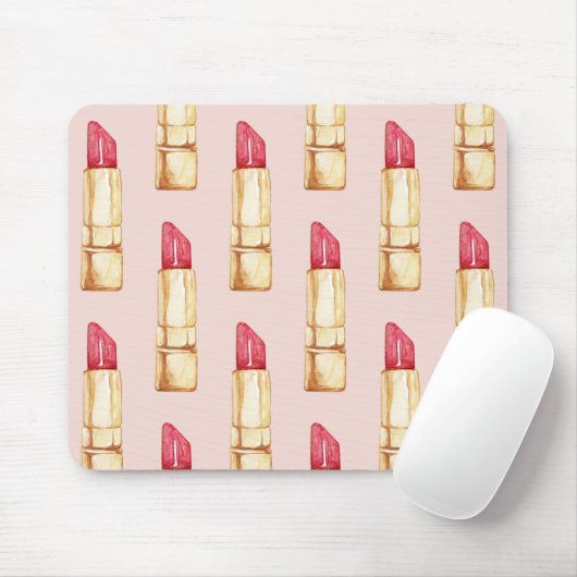 Moderne pastroze en rode lipstick, meisje muismat (Met muis)