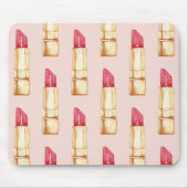 Moderne pastroze en rode lipstick, meisje muismat (Voorkant)