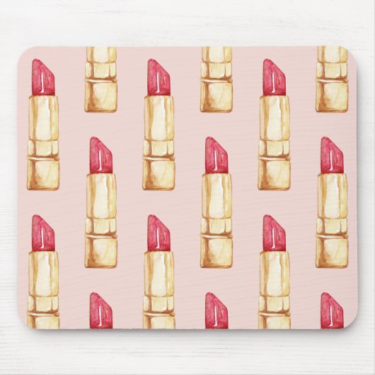 Moderne pastroze en rode lipstick, meisje muismat (Voorkant)