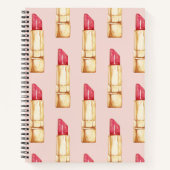Moderne pastroze en rode lipstick, meisje notitieboek (Voorkant)