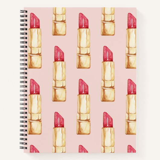 Moderne pastroze en rode lipstick, meisje notitieboek (Voorkant)