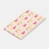Moderne pastroze en rode lipstick, meisje post-it® notes (Schuin)