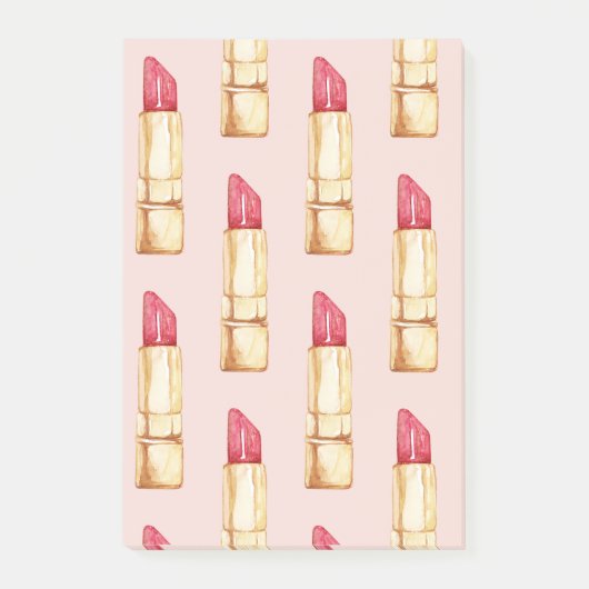 Moderne pastroze en rode lipstick, meisje post-it® notes (Voorkant)
