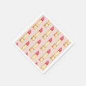 Moderne pastroze en rode lipstick, meisje servet (Hoek)