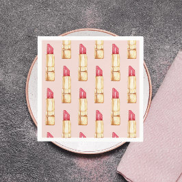 Moderne pastroze en rode lipstick, meisje servet