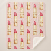 Moderne pastroze en rode lipstick, meisje sherpa deken (Voorkant)