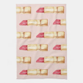 Moderne pastroze en rode lipstick, meisje theedoek (Verticaal)