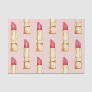 Moderne pastroze en rode lipstick, meisje tissuepapier
