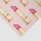 Moderne pastroze en rode lipstick, meisje tissuepapier (Detail)