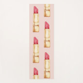 Moderne pastroze en rode lipstick, meisje yogamat (Voorkant)