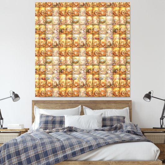 Moderne Patchwork Patroon Collage Canvas Afdruk (Insitu (Slaapkamer))