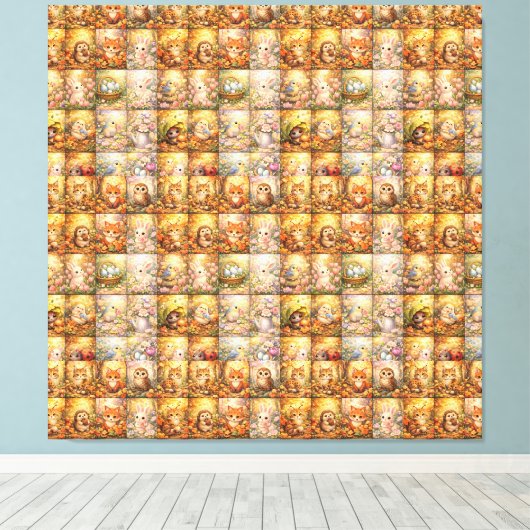 Moderne Patchwork Patroon Collage Canvas Afdruk (Insitu (Houten vloer))