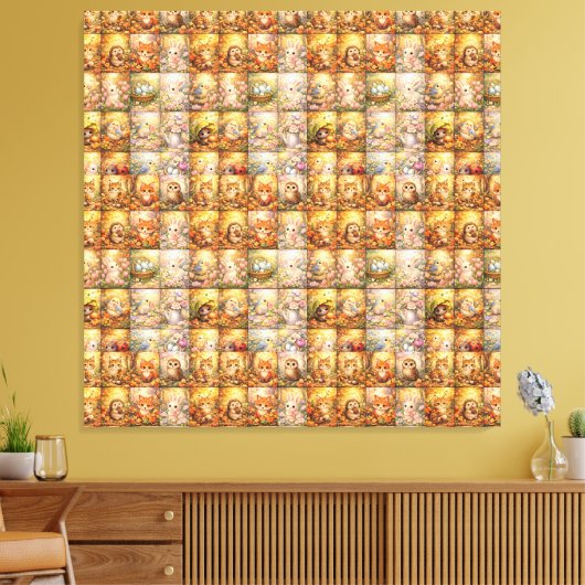 Moderne Patchwork Patroon Collage Canvas Afdruk (Insitu (Woonkamer))