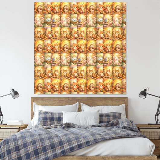 Moderne Patchwork Patroon Collage Canvas Afdruk (Insitu (Slaapkamer))