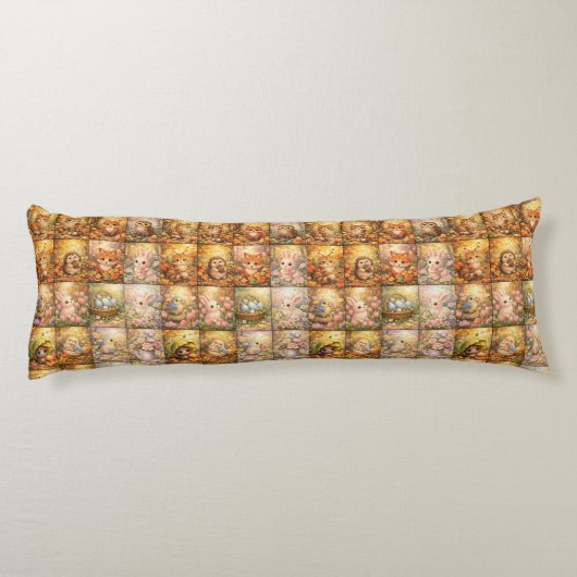 Moderne Patchwork Patroon Collage Lichaamskussen (Achterkant)