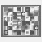 Moderne patchwork quilt gingham zwart-wit fleece deken (Voorkant (Horizontaal))