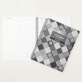 Moderne patchwork quilt gingham zwart-wit planner (Display)
