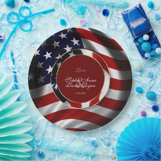 Moderne Patriotische Elegante Amerikaanse Vlag Gou Papieren Bordje (Feest)
