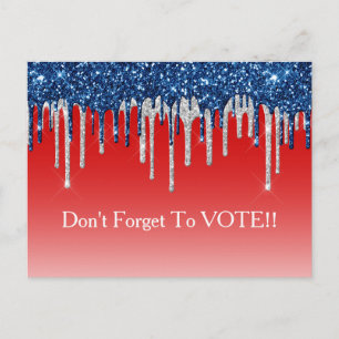 Moderne Patriotische Glitter Drip Stemherinnering Briefkaart