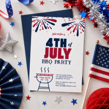 Moderne patriottische 4 juli BBQ-feestuitnodiging