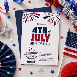 Moderne patriottische 4 juli BBQ-feestuitnodiging Kaart