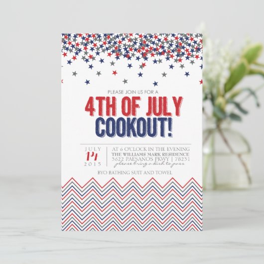 Moderne Patriottische 4de van de Uitnodiging van d (Staand voorkant)