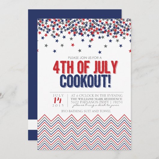 Moderne Patriottische 4de van de Uitnodiging van d (Voorkant / Achterkant)