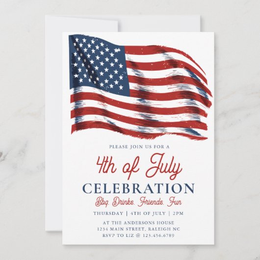 Moderne Patriottische Amerikaanse Vlag 4 juli Part Kaart (Voorkant)