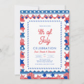 Moderne Patriottische Amerikaanse Vlag 4 juli Part Kaart (Voorkant)