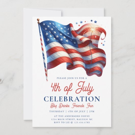 Moderne Patriottische Amerikaanse Vlag 4 juli Part Kaart (Voorkant)