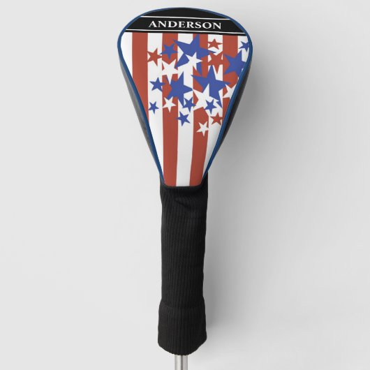 Moderne Patriottische Amerikaanse vlag Naam toevoe Golfheadcover (Voorkant)