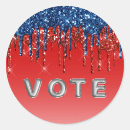Moderne Patriottische Glitter Drip Stem Ronde Sticker